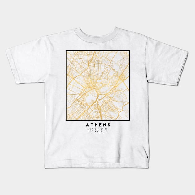 ATHENS GREECE CITY STREET MAP ART Kids T-Shirt by deificusArt